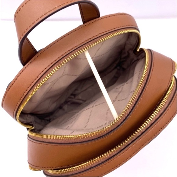 MICHAEL KORS JAYCEE MEDIUM BACKPACK and LARGE DOUBLE ZIP WALLET BROWN GOLD - Picture 10 of 16